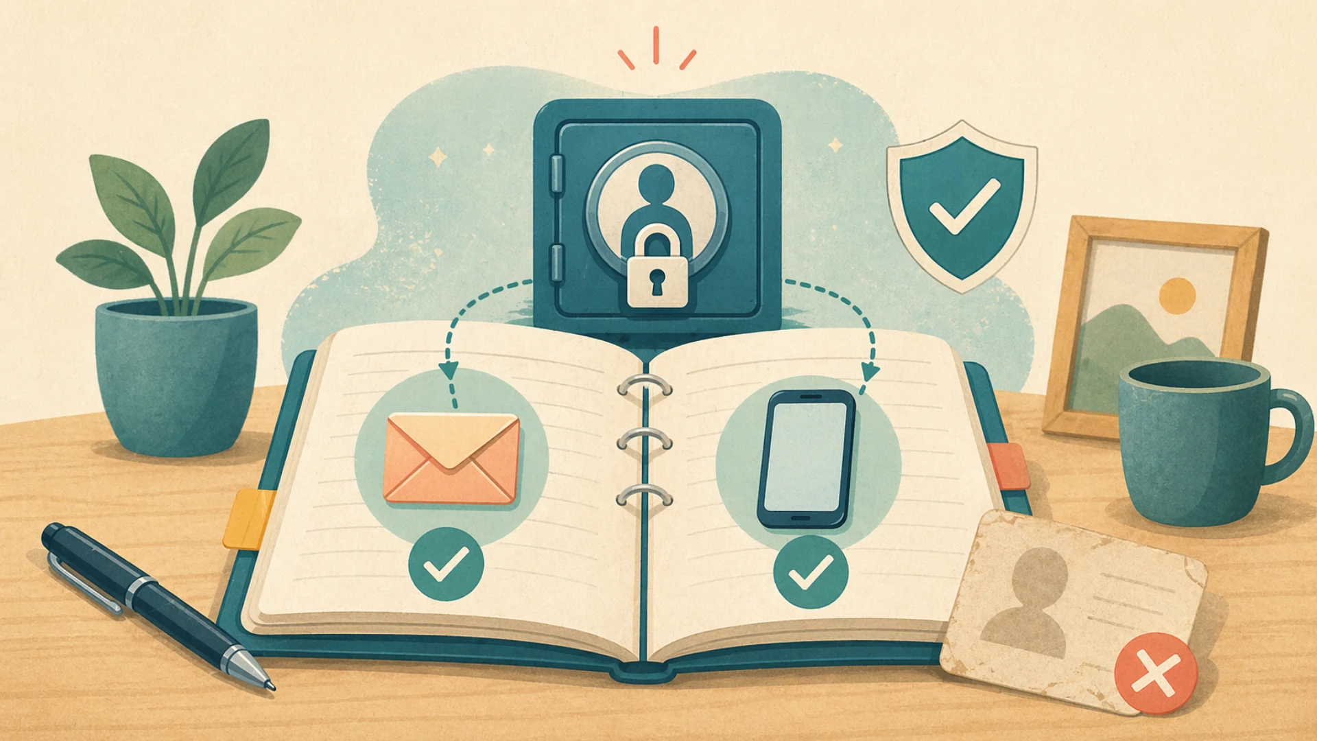 Illustrazione editoriale CyberSenior per Account recupero: email e telefono sempre aggiornati