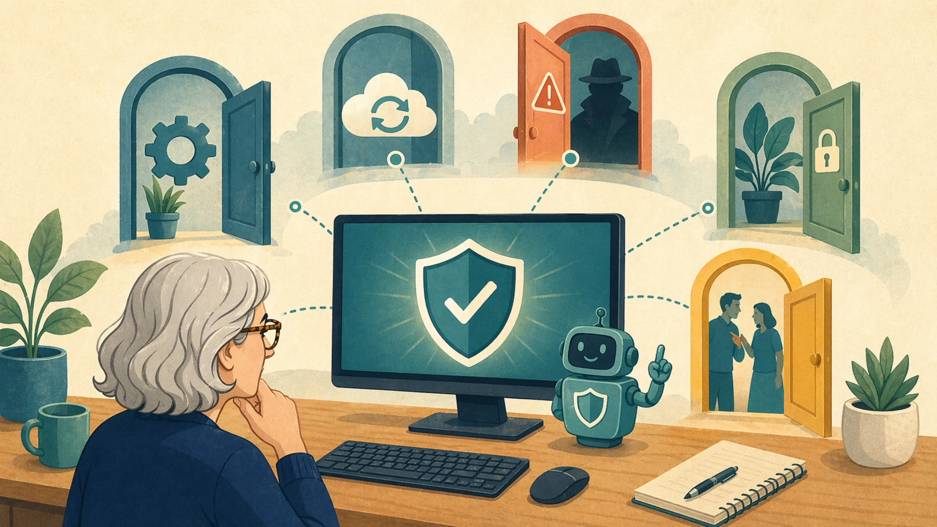 Illustrazione editoriale CyberSenior per Antivirus: cosa può fare e cosa no