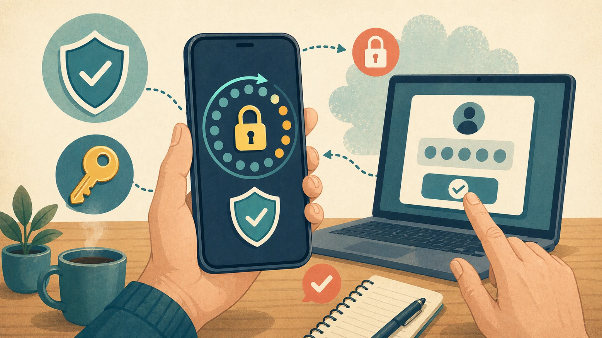 Illustrazione editoriale CyberSenior per App di autenticazione: cosa sono in pratica