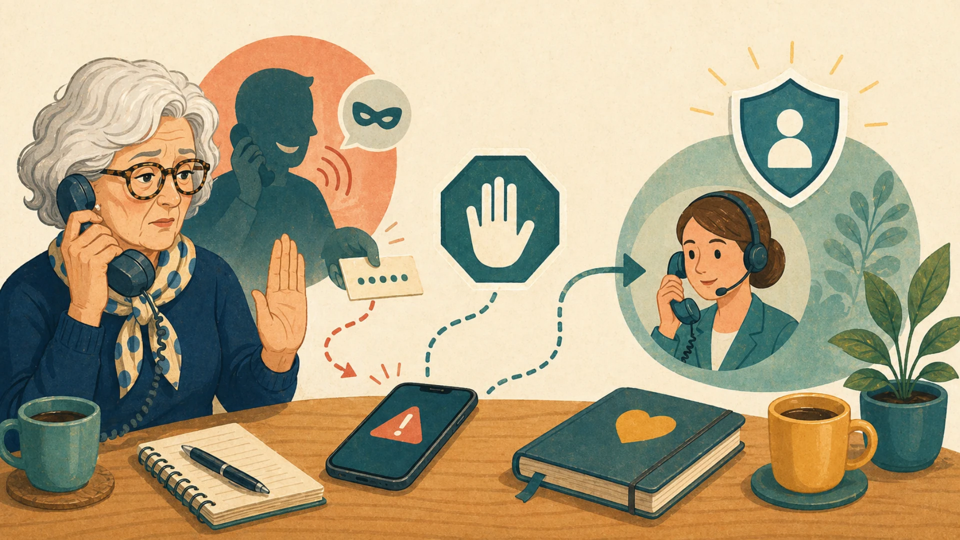 Illustrazione editoriale CyberSenior per Ho dato un codice al telefono: cosa fare subito