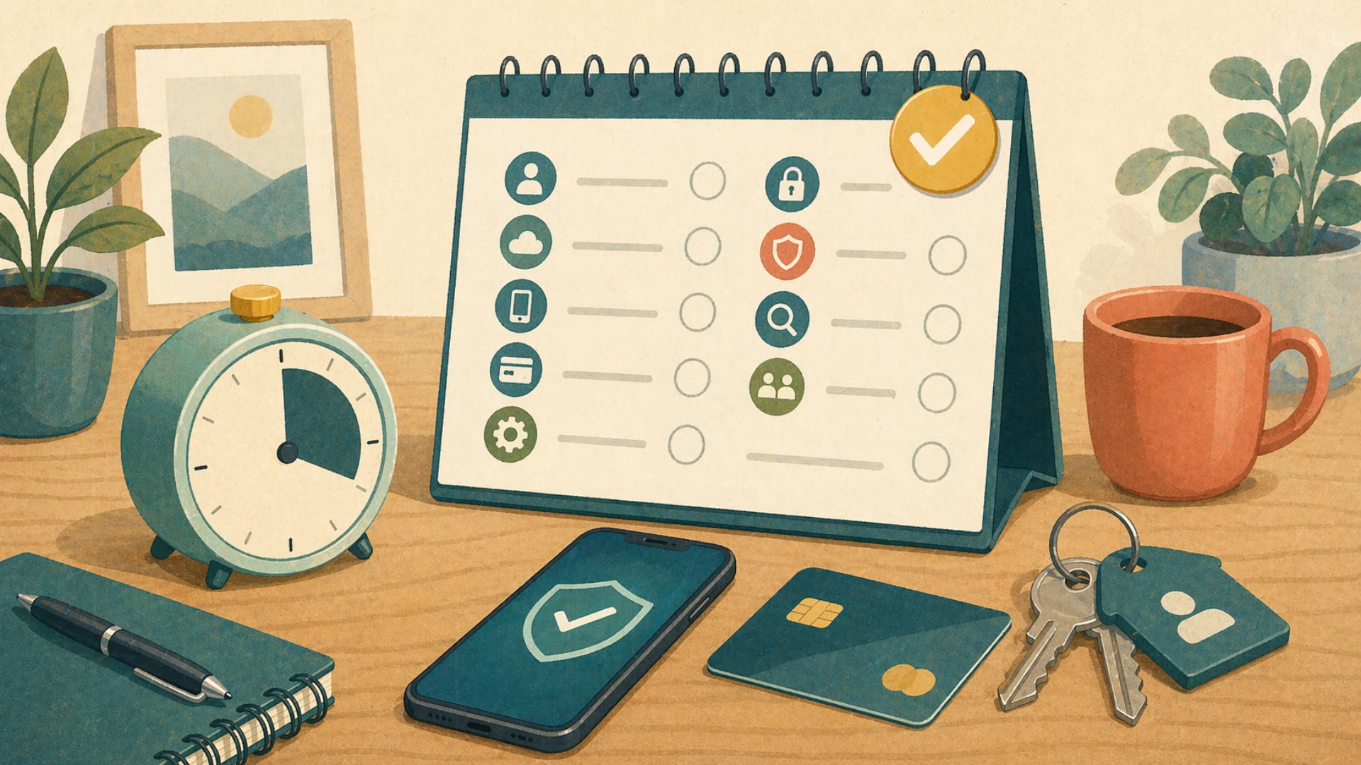 Illustrazione editoriale CyberSenior per Controllo digitale mensile: dieci minuti che aiutano