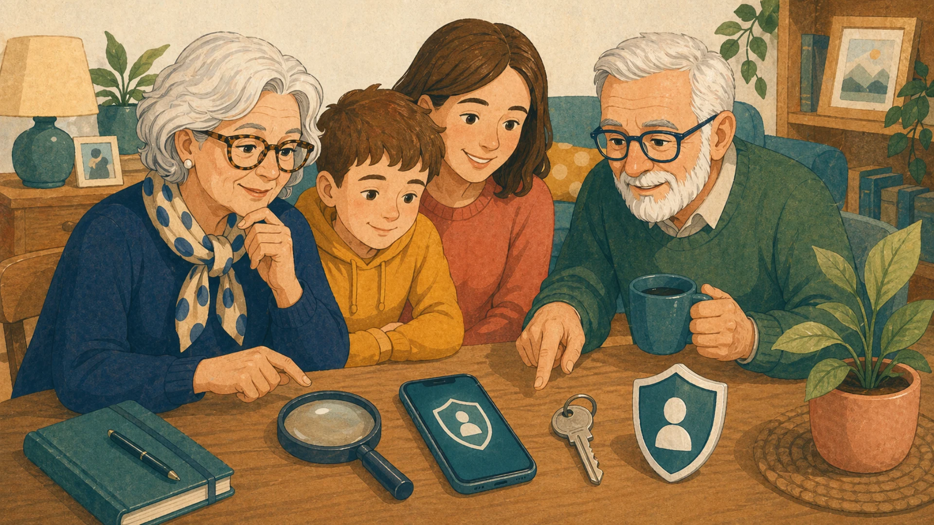 Illustrazione editoriale CyberSenior per Cybersecurity per genitori e nonni: da dove iniziare