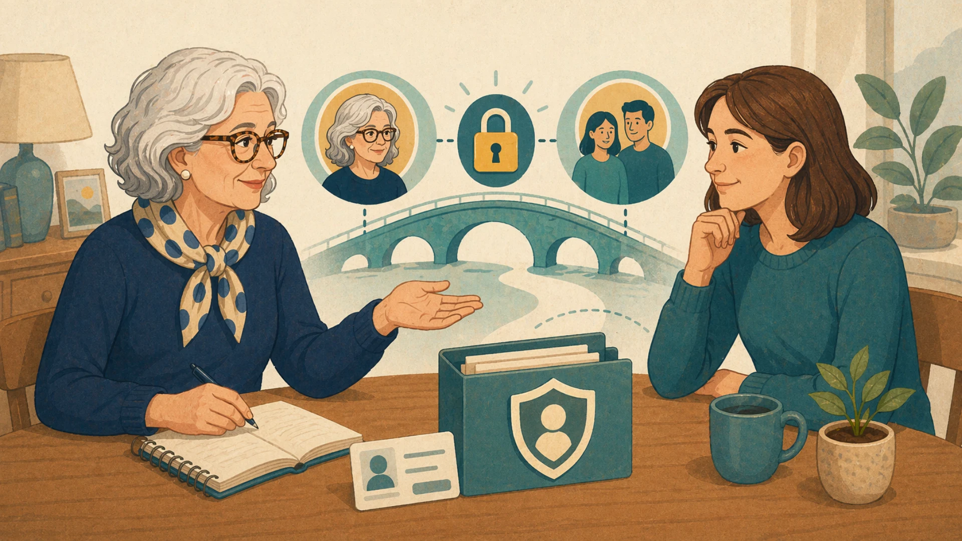 Illustrazione editoriale CyberSenior per Deleghe digitali: prepararsi senza perdere autonomia