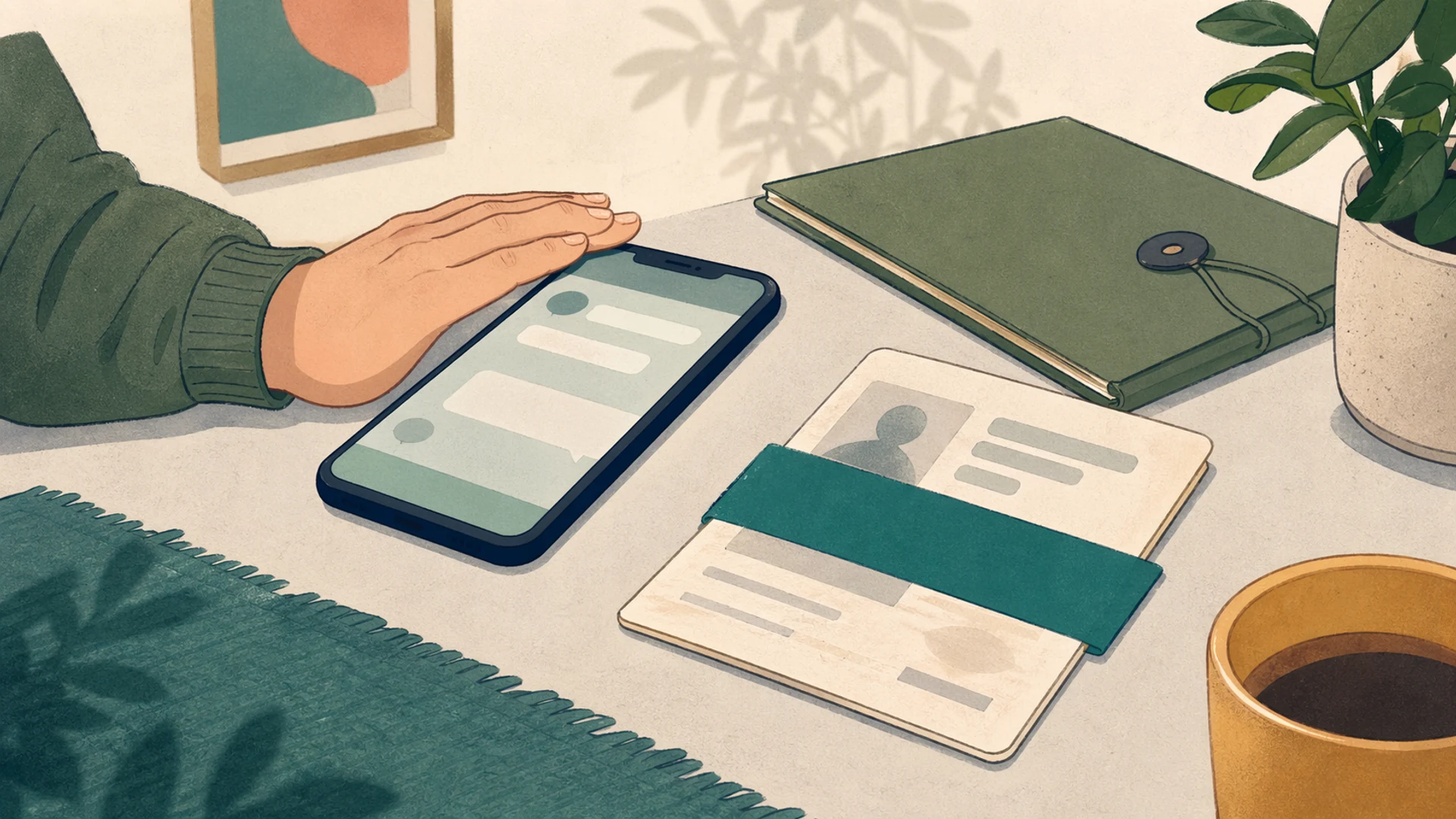 Illustrazione editoriale CyberSenior per Documenti su WhatsApp: quando non inviarli