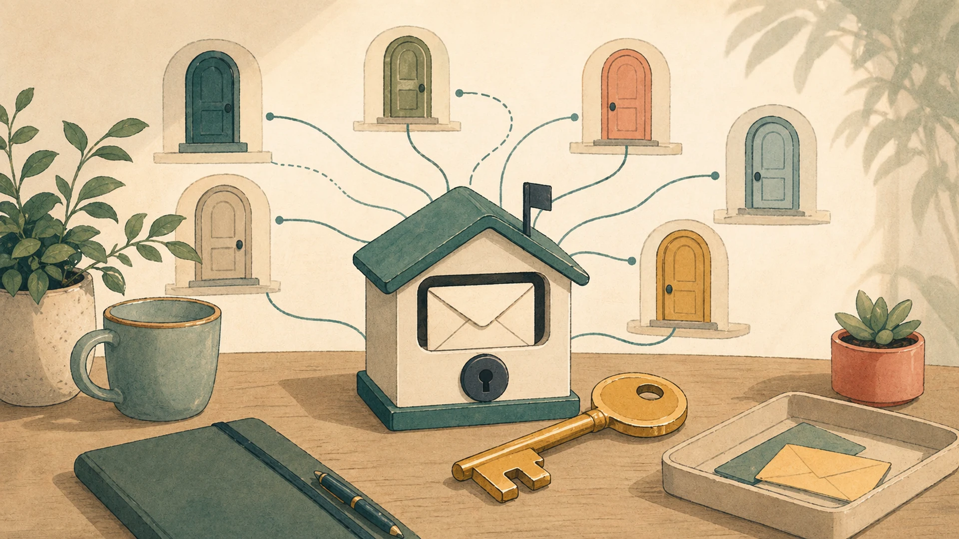 Illustrazione editoriale CyberSenior per Email principale: la chiave maestra degli account