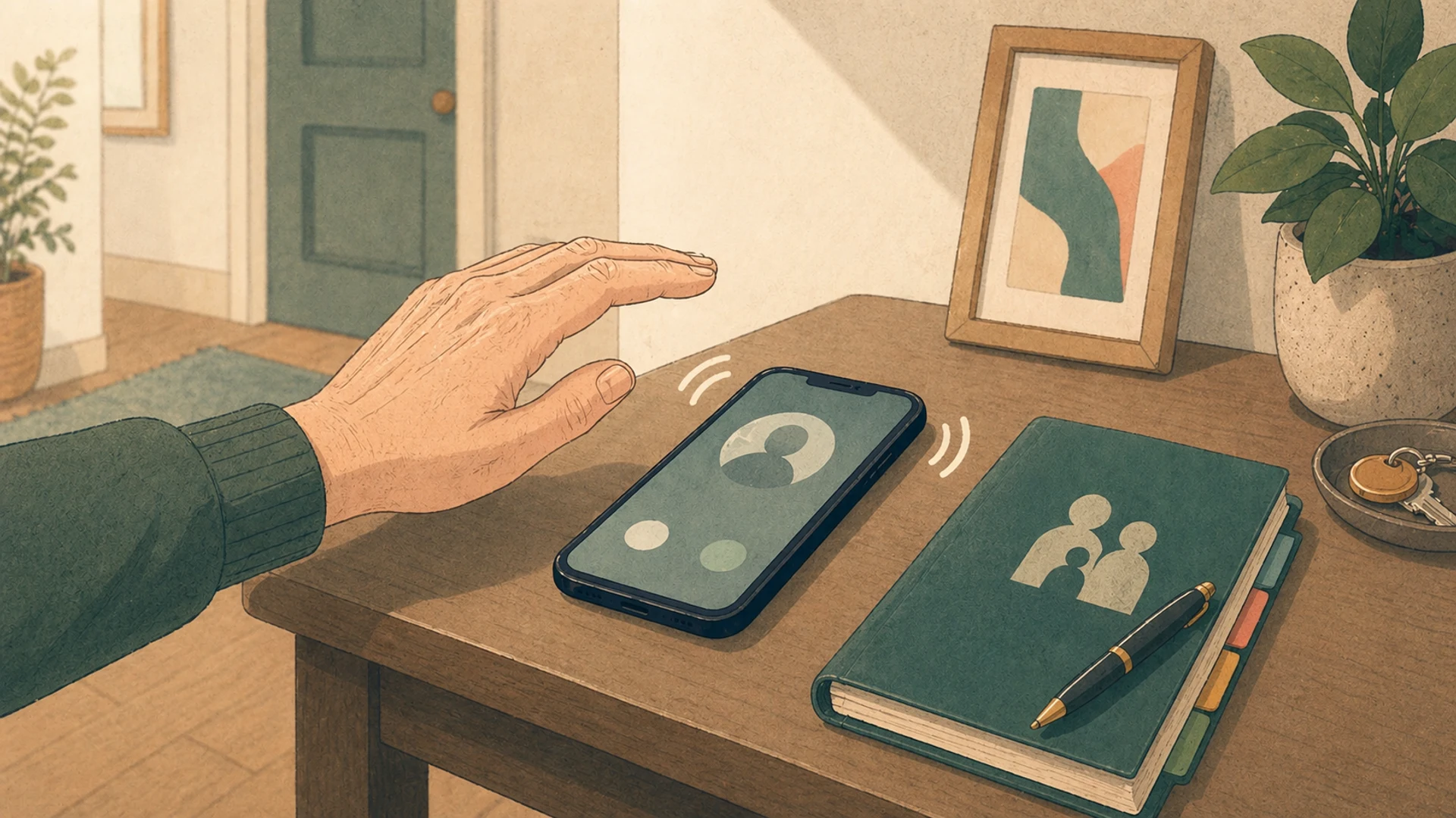 Illustrazione editoriale CyberSenior per Il finto maresciallo: come riconoscere la pressione emotiva