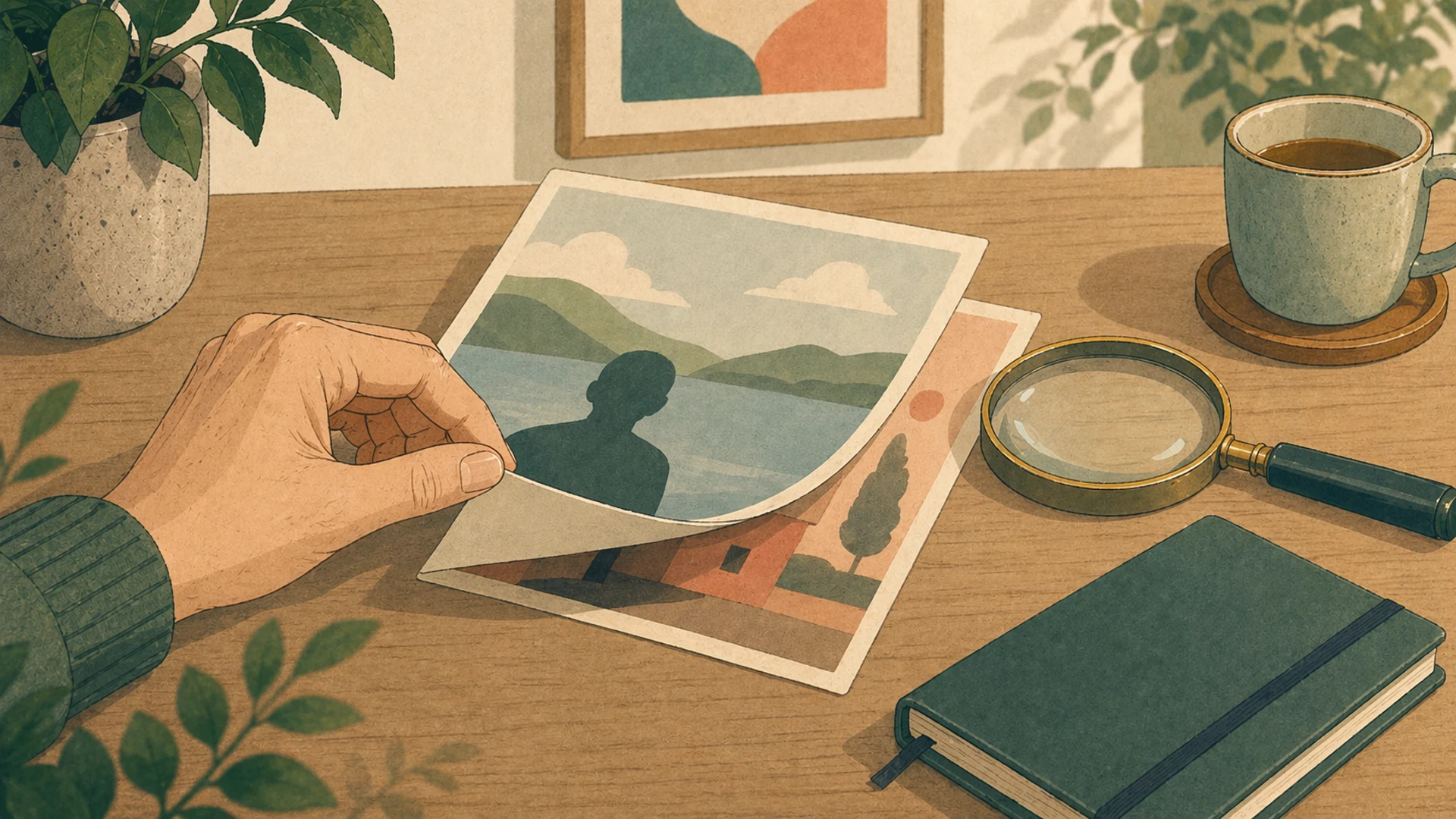 Illustrazione editoriale CyberSenior per Foto manipolate: piccoli indizi e grandi cautele