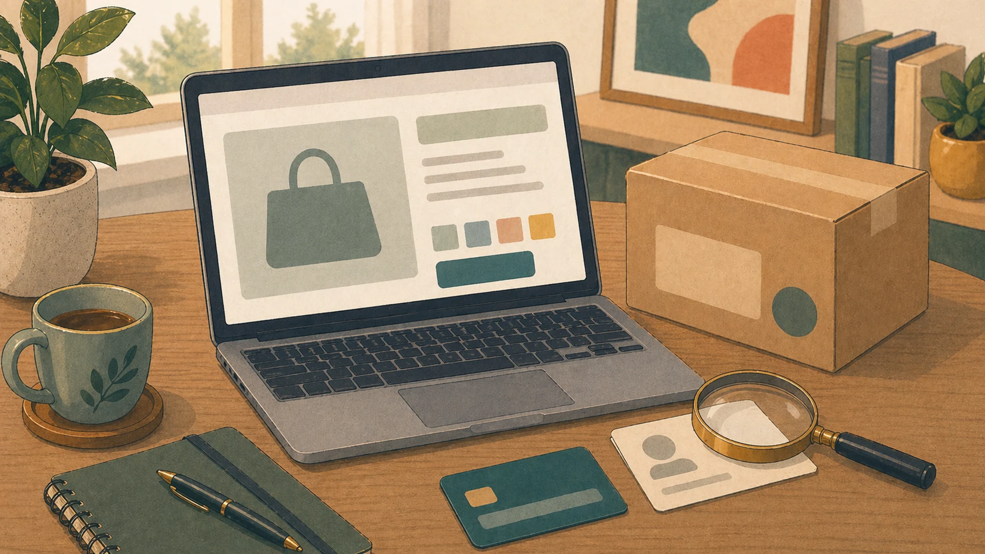 Illustrazione editoriale CyberSenior per Negozi online falsi: segnali prima di pagare