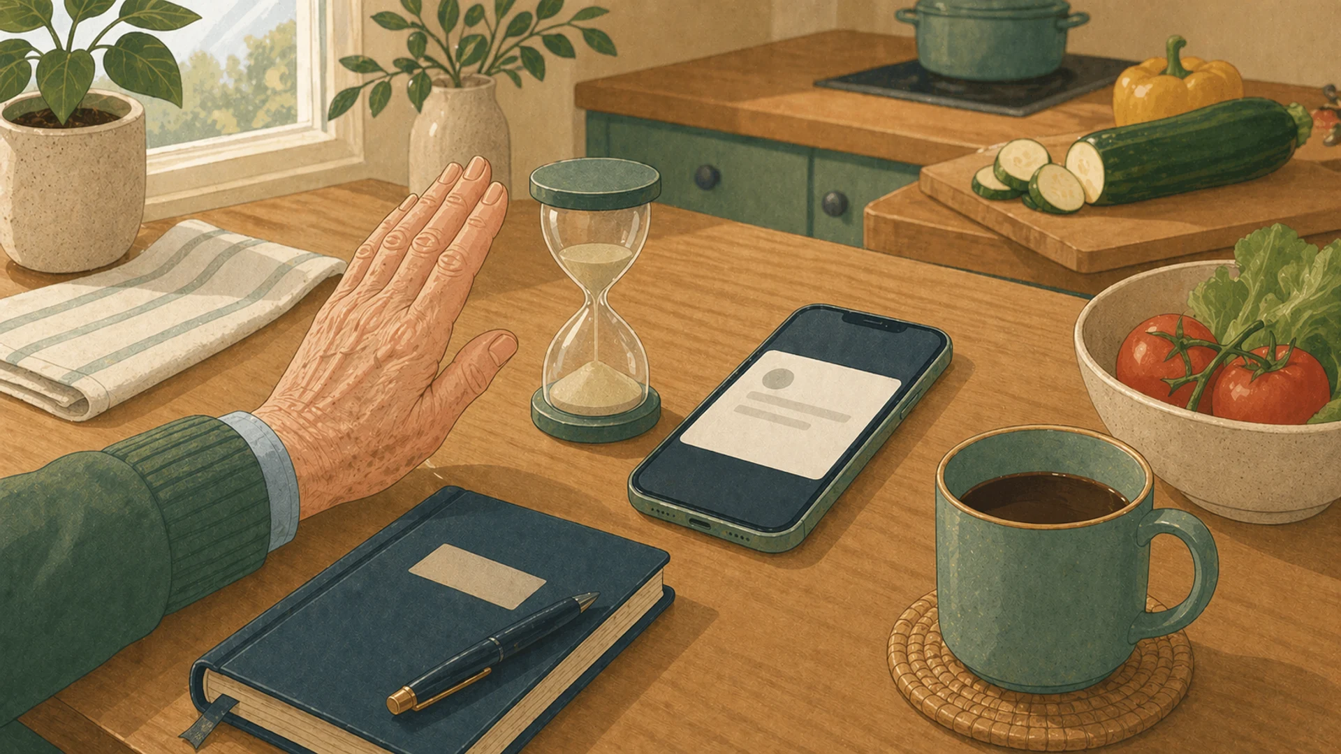 Illustrazione editoriale CyberSenior per La regola dei cento secondi prima di cliccare