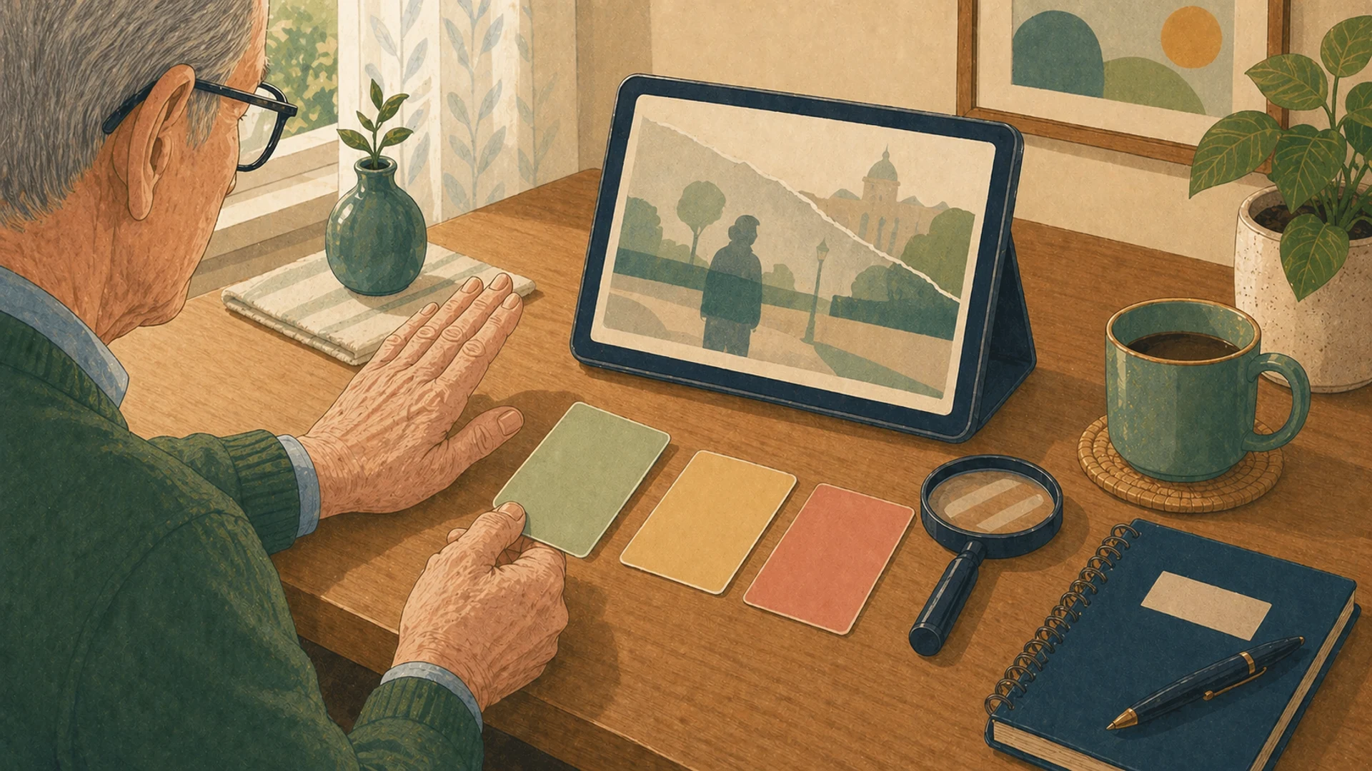 Illustrazione editoriale CyberSenior per Video falsi online: tre controlli prima di crederci